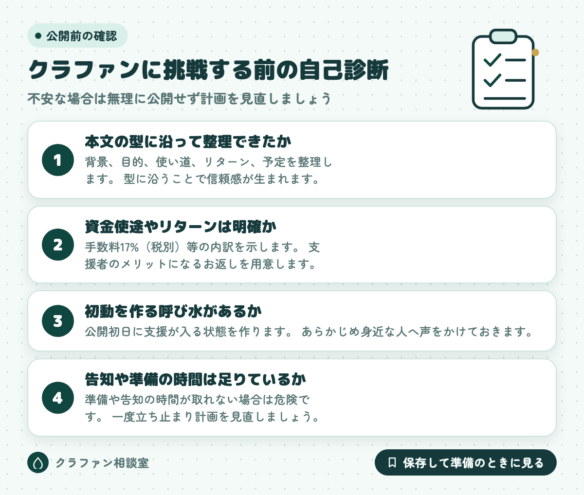 クラファンに挑戦する前の自己診断
