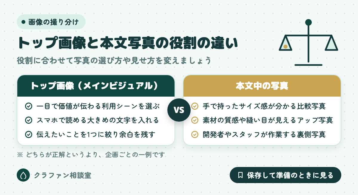 トップ画像と本文写真の役割の違い