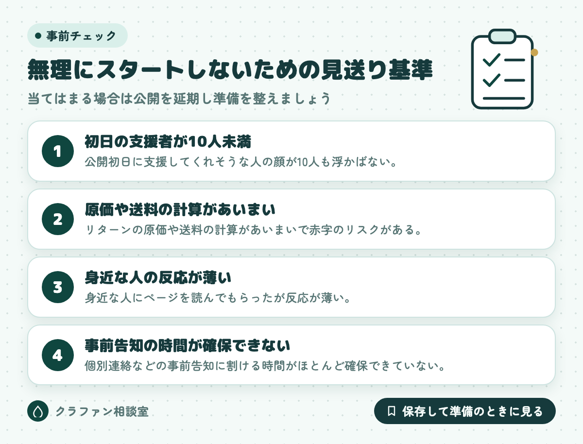 無理にスタートしないための見送り基準